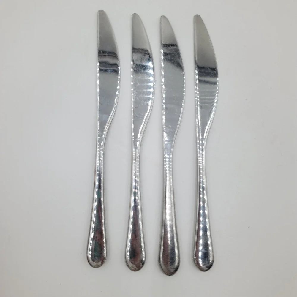 4pc Gourmet Settings GS Windmere Dinner Knives Set StainlessFlatware Glossy